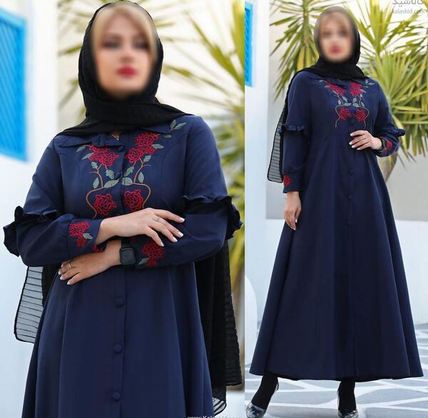 عکس مدل مانتو بلند شیک دکمه دار