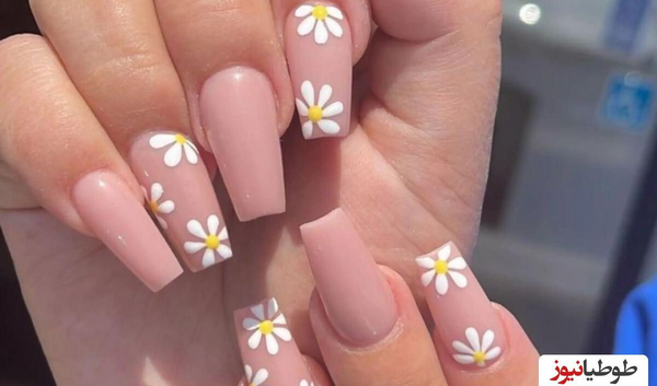 عکس طرح ناخن گل بابونه