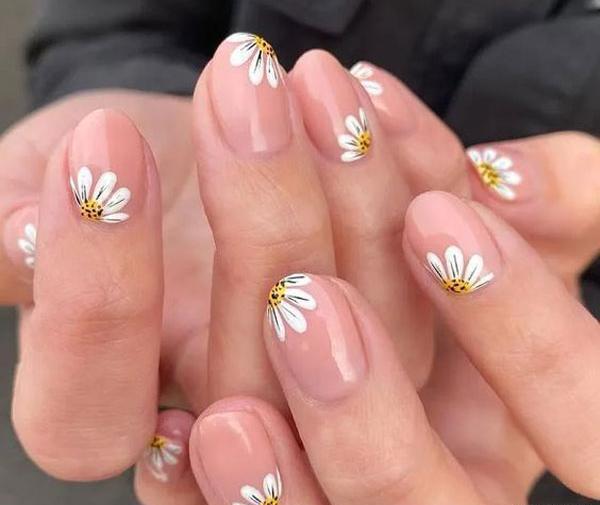 عکس طرح ناخن گل بابونه