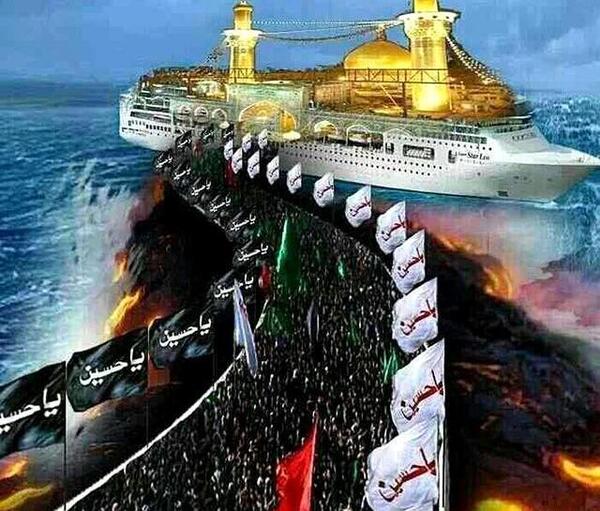 عکس حرم امام حسین به صورت کشتی