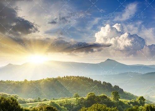 عکس طلوع خورشید از پشت کوه