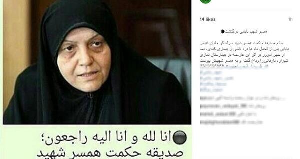 عکس همسر شهید بابایی