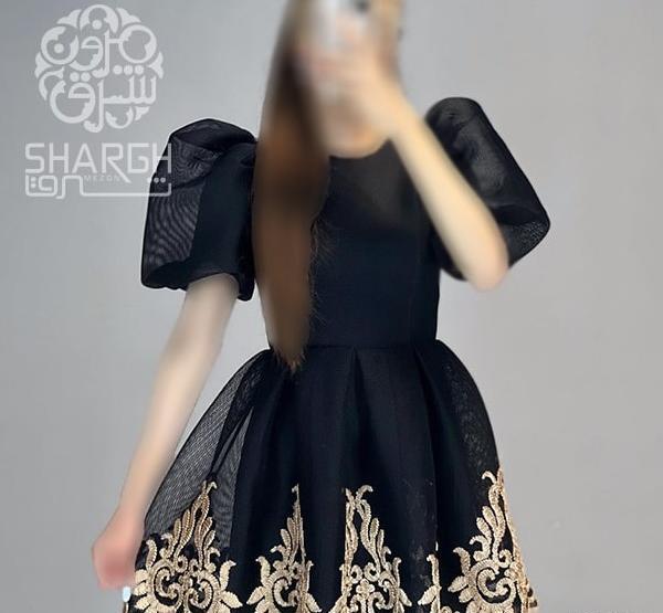 عکس لباس مجلسی کوتاه عروسکی استین دار