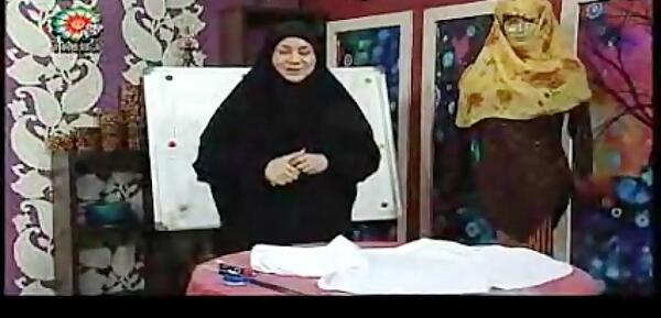 عکس آموزش دوخت مقنعه چانه دار خانم عمرانی