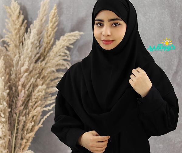 عکس آموزش دوخت مقنعه چانه دار خانم عمرانی