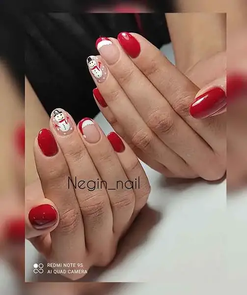 عکس ادم برفی روی ناخن