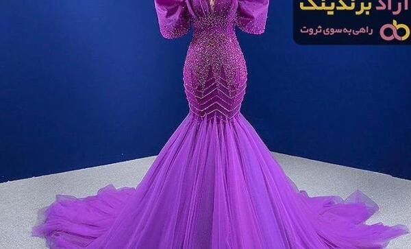 عکس لباس مجلسی بلند با پارچه حریر ساده