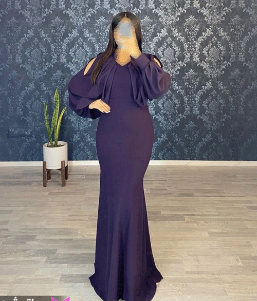 عکس لباس مجلسی بلند با پارچه حریر ساده