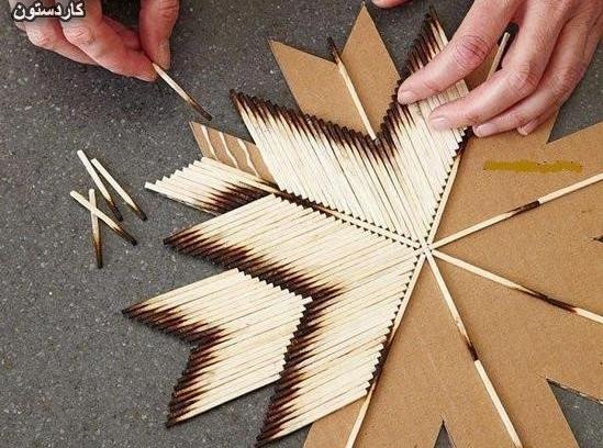 عکس نقاشی ساده با چوب کبریت