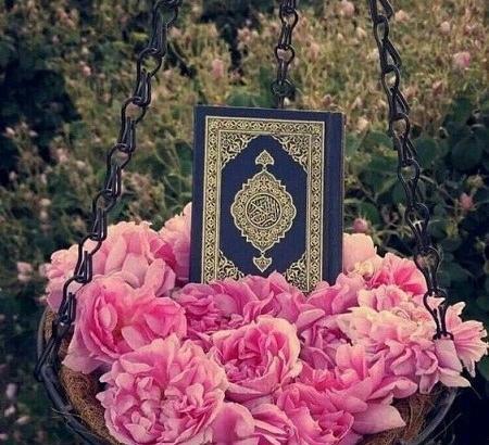 عکس قران صورتی با گل