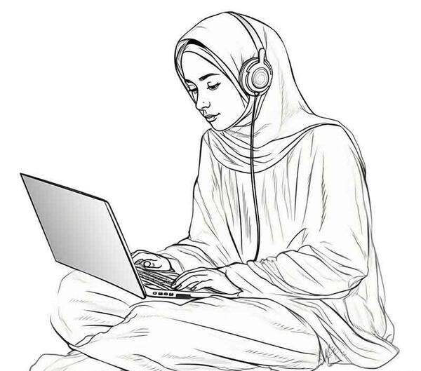 عکس نقاشی دخترانه با حجاب