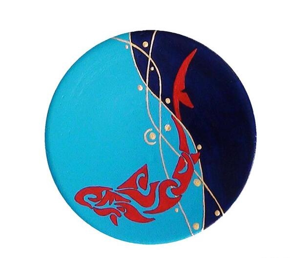 عکس نقاشی روی سفال طرح ماهی