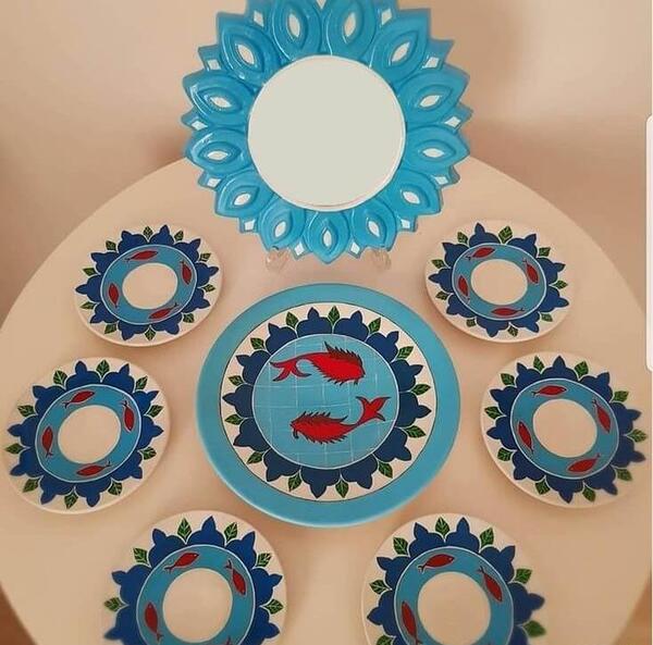 عکس نقاشی روی سفال طرح ماهی