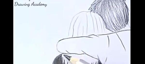 عکس نقاشی ساده عاشقانه با مداد سیاه