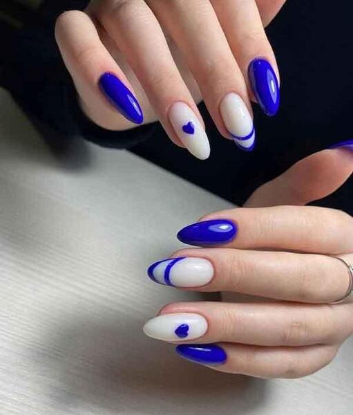 عکس کاشت ناخن رنگ آبی