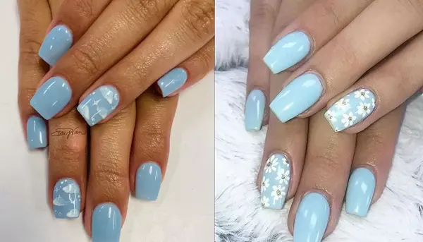 عکس کاشت ناخن رنگ آبی