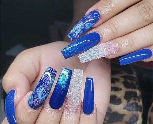 عکس کاشت ناخن رنگ آبی