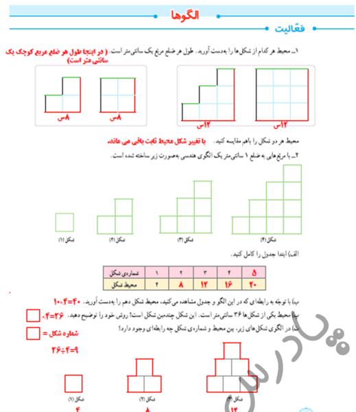 عکس صفحه اول ریاضی پنجم