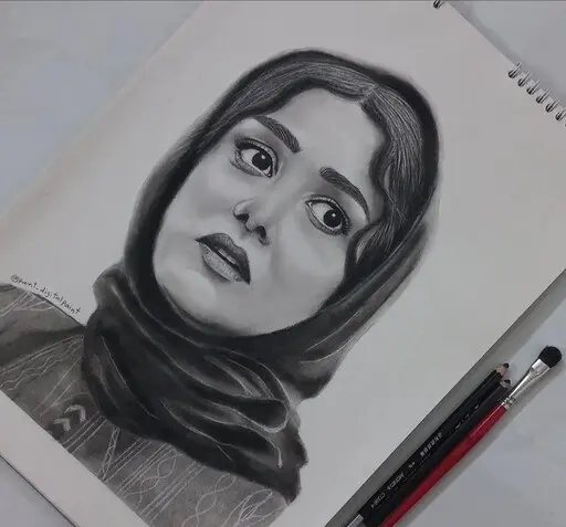 عکس نقاشی سیاه قلم زن و شوهر