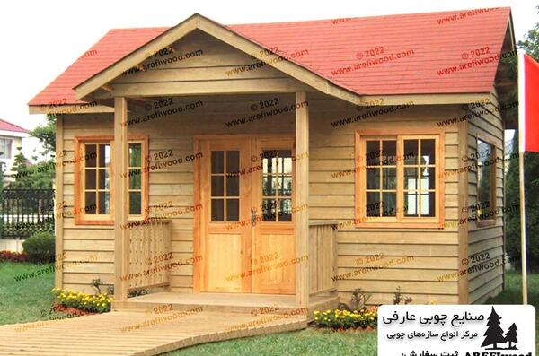 عکس کلبه چوبی در باغ