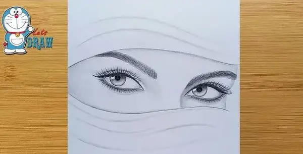 عکس نقاشی دختر با حجاب کودکانه