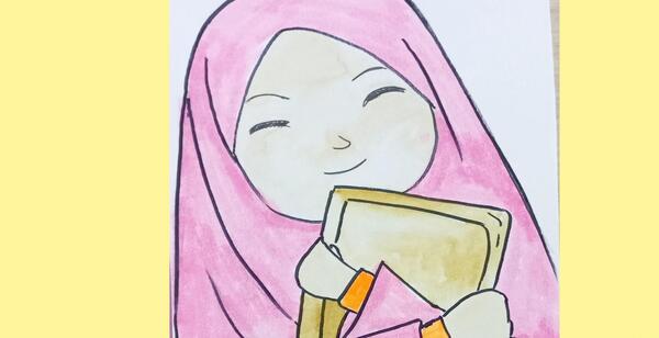 عکس نقاشی دختر با حجاب کودکانه