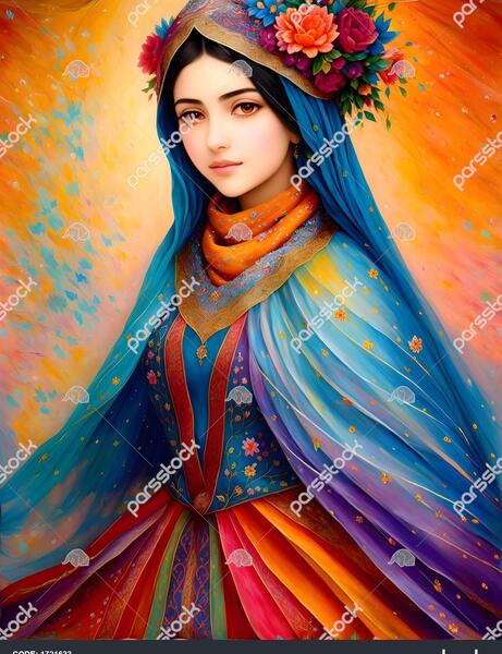 عکس نقاشی دختر با حجاب کودکانه