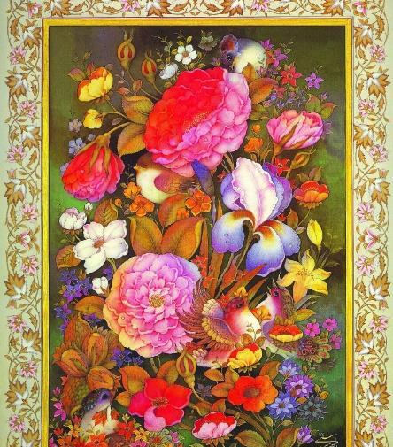 عکس نقاشی گل و مرغ