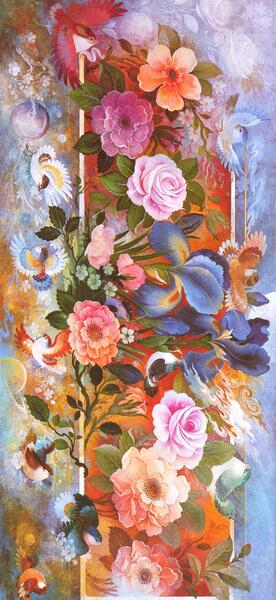 عکس نقاشی گل و مرغ