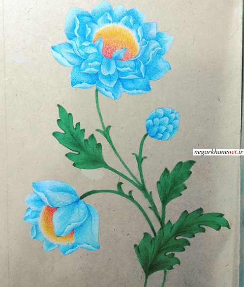 عکس نقاشی گل و مرغ