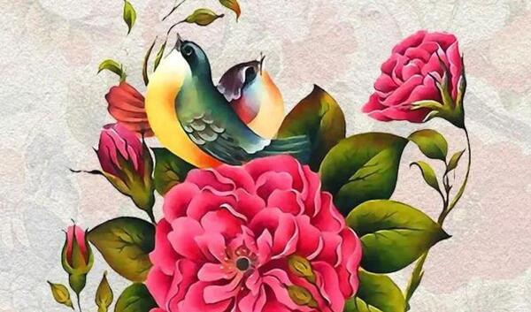 عکس نقاشی گل و مرغ