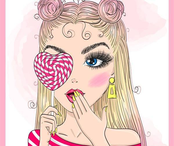 عکس نقاشی دختر آبنباتی
