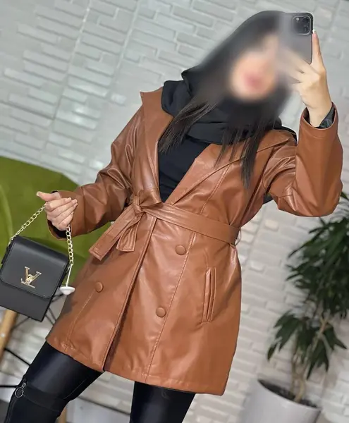 عکس مانتو چرم مشکی