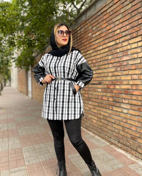 عکس مانتو چرم مشکی