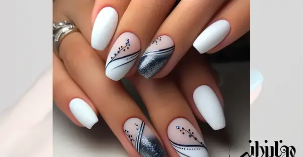 عکس مدل کاشت ناخن با لاک سفید