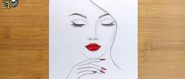 عکس نقاشی صورت یک دختر ساده