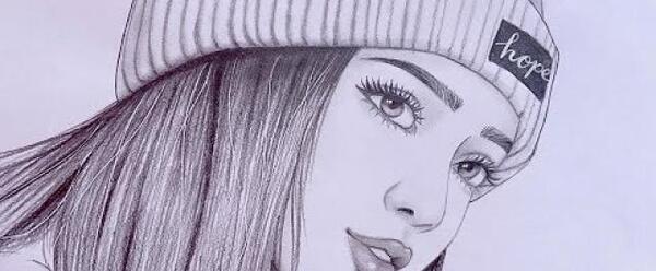 عکس نقاشی صورت یک دختر ساده