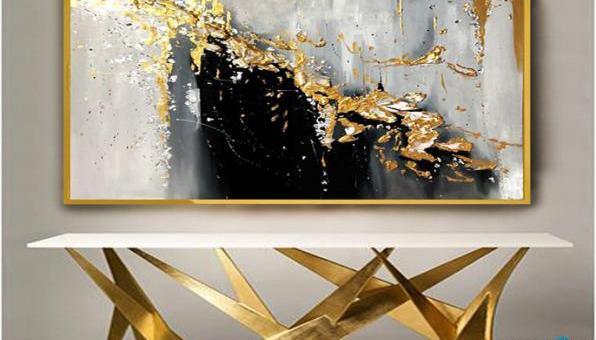 عکس نقاشی مدرن ورق طلا