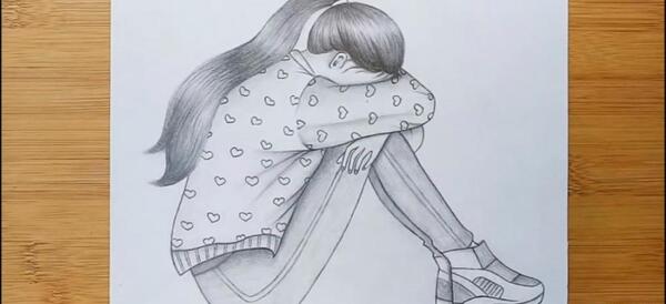 عکس نقاشی دخترونه جدید غمگین