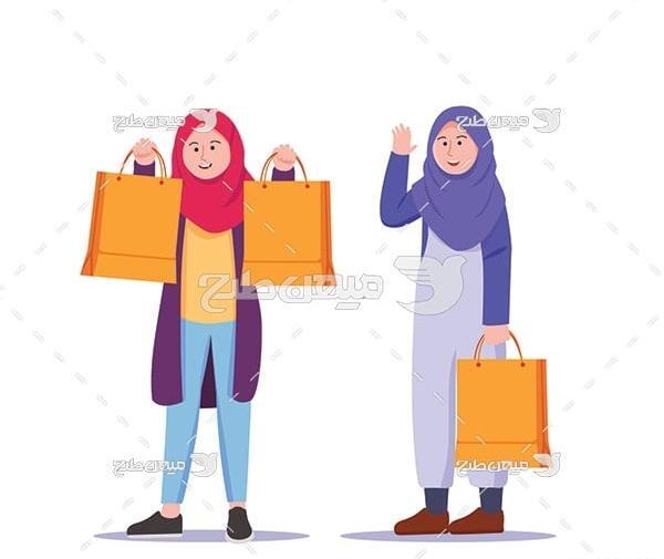 عکس دختر در حال خرید