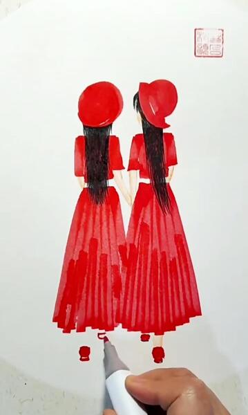 عکس نقاشی دخترانه از پشت سر