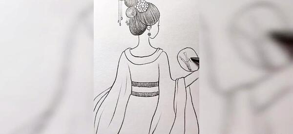 عکس نقاشی دخترانه از پشت سر