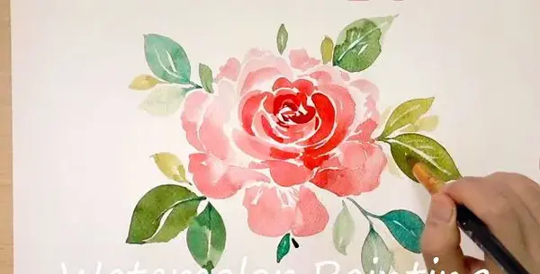 عکس نقاشی گل قرمز ساده