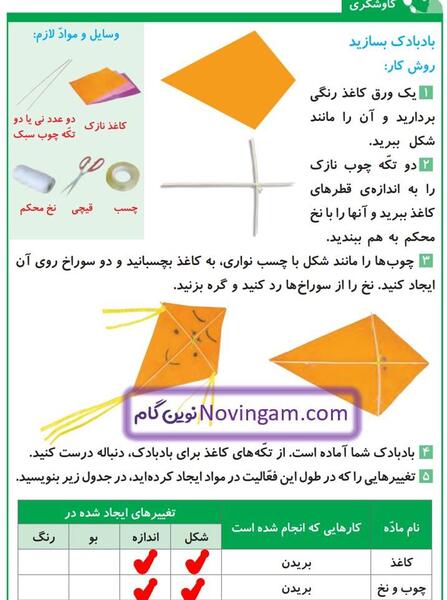 عکس صفحه علوم پنجم