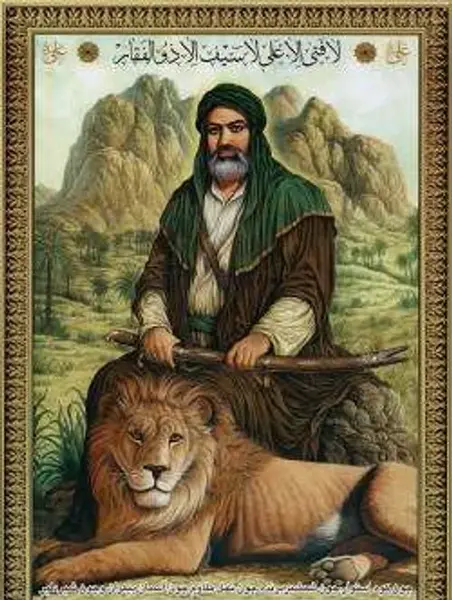 عکس حضرت علی با شیرش