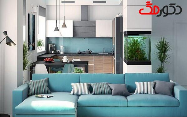 عکس مبل فیروزه ای رنگ