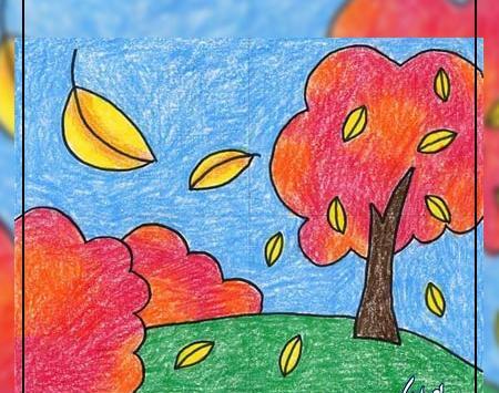 عکس نقاشی پاییز ساده و زیبا