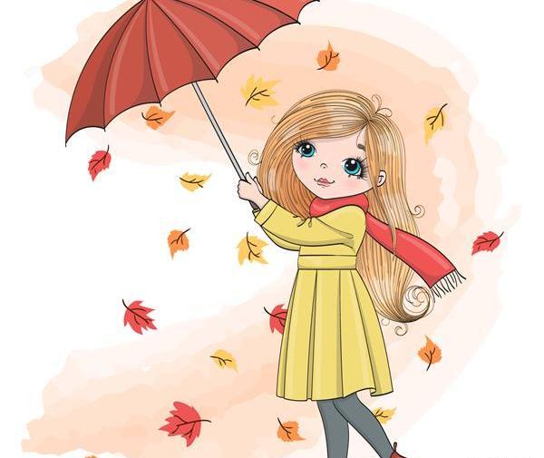 عکس نقاشی دختر پاییزی