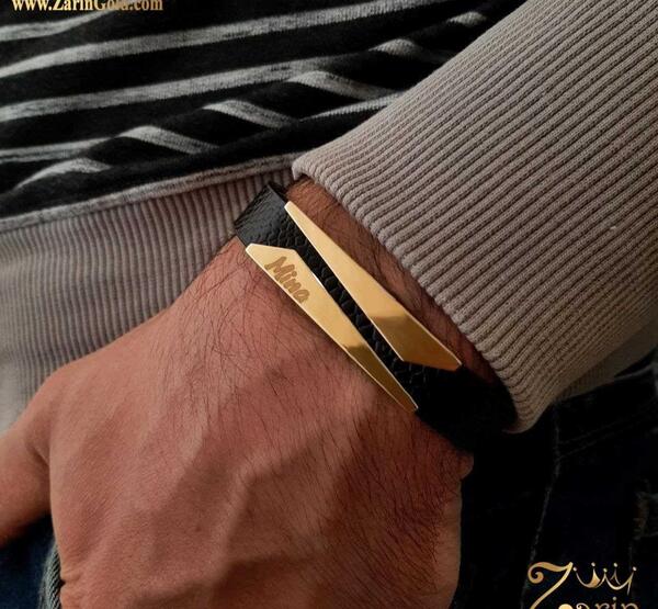 عکس دستبند چرم طلا