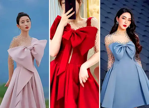 عکس پاپیون روی لباس مجلسی